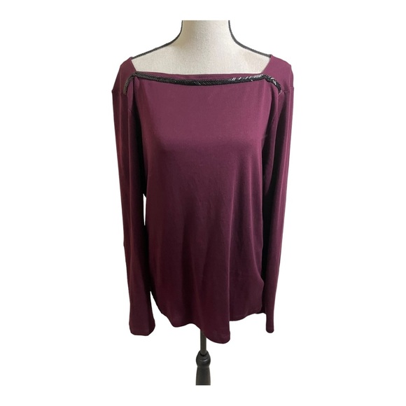 Lauren Ralph Lauren womens square neck beaded trim. Long sleeve. Size X-large - Picture 4 of 10